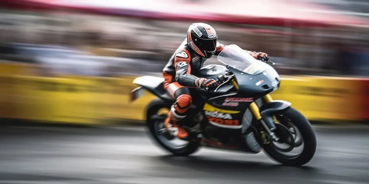 Un pilota in tuta da corsa arancione e nera sfreccia su una moto da competizione. Potrebbe essere la tuta più costosa al mondo, ma la velocità è impagabile.