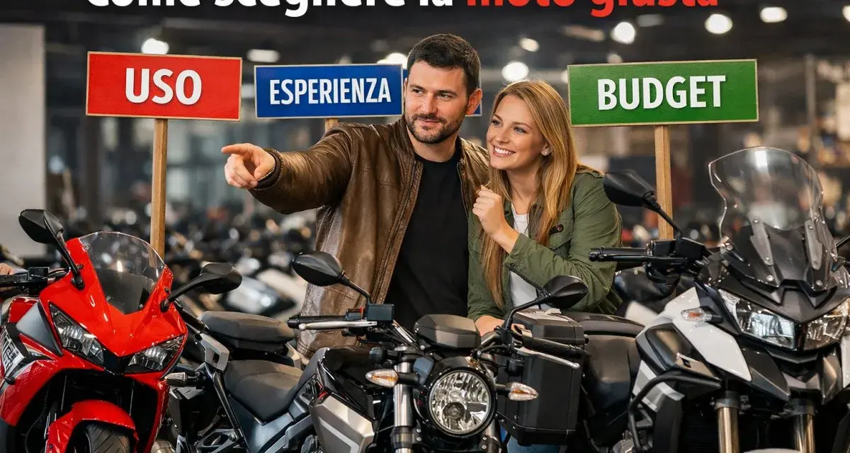 Coppia sceglie la moto giusta per tutti i giorni, valutando uso, esperienza e budget tra diversi modelli.
