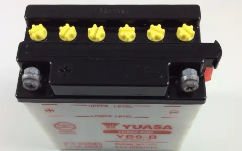 Batteria Yuasa YB9-B. Lasciarla sempre in carica si rovina, attenzione alla solfatazione.