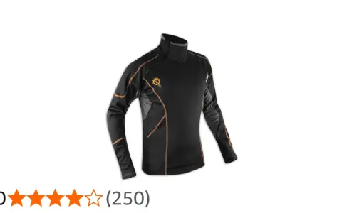 Maglia termica nera con cuciture arancioni. Scopri come funziona per mantenerti al caldo.