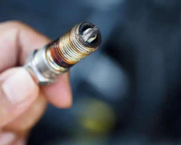 Candela sporca e usurata, un chiaro segnale su come capire se le candele sono da cambiare per un motore efficiente.
