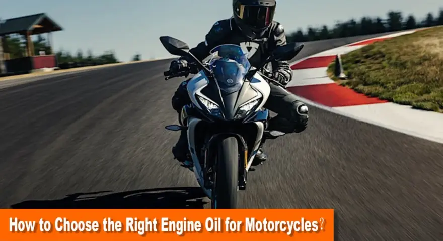 Motociclista in pista, con un casco integrale e tuta in pelle. La moto sportiva è in primo piano, con un testo che suggerisce l'importanza dell'olio sintetico per le prestazioni.