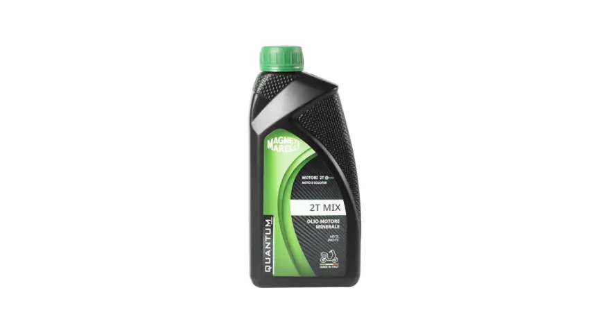 Flacone di olio motore minerale 2T Mix Magneti Marelli per moto e scooter. Un olio minerale cos'è? È un lubrificante derivato dal petrolio.