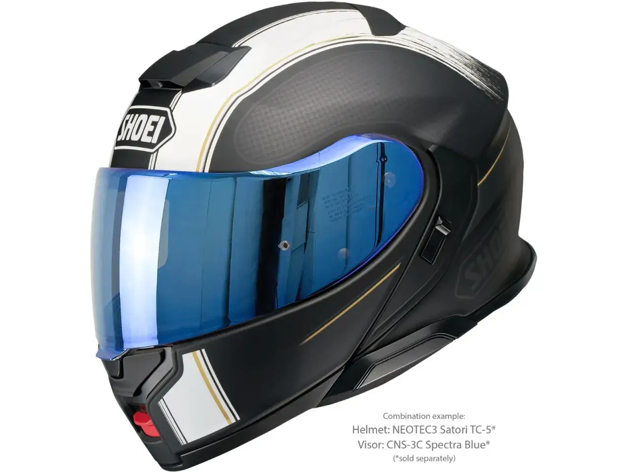 Casco Shoei nero con visiera blu specchiata. Ideale per chi cerca un modo per allargare casco stretto e ottenere il massimo comfort.